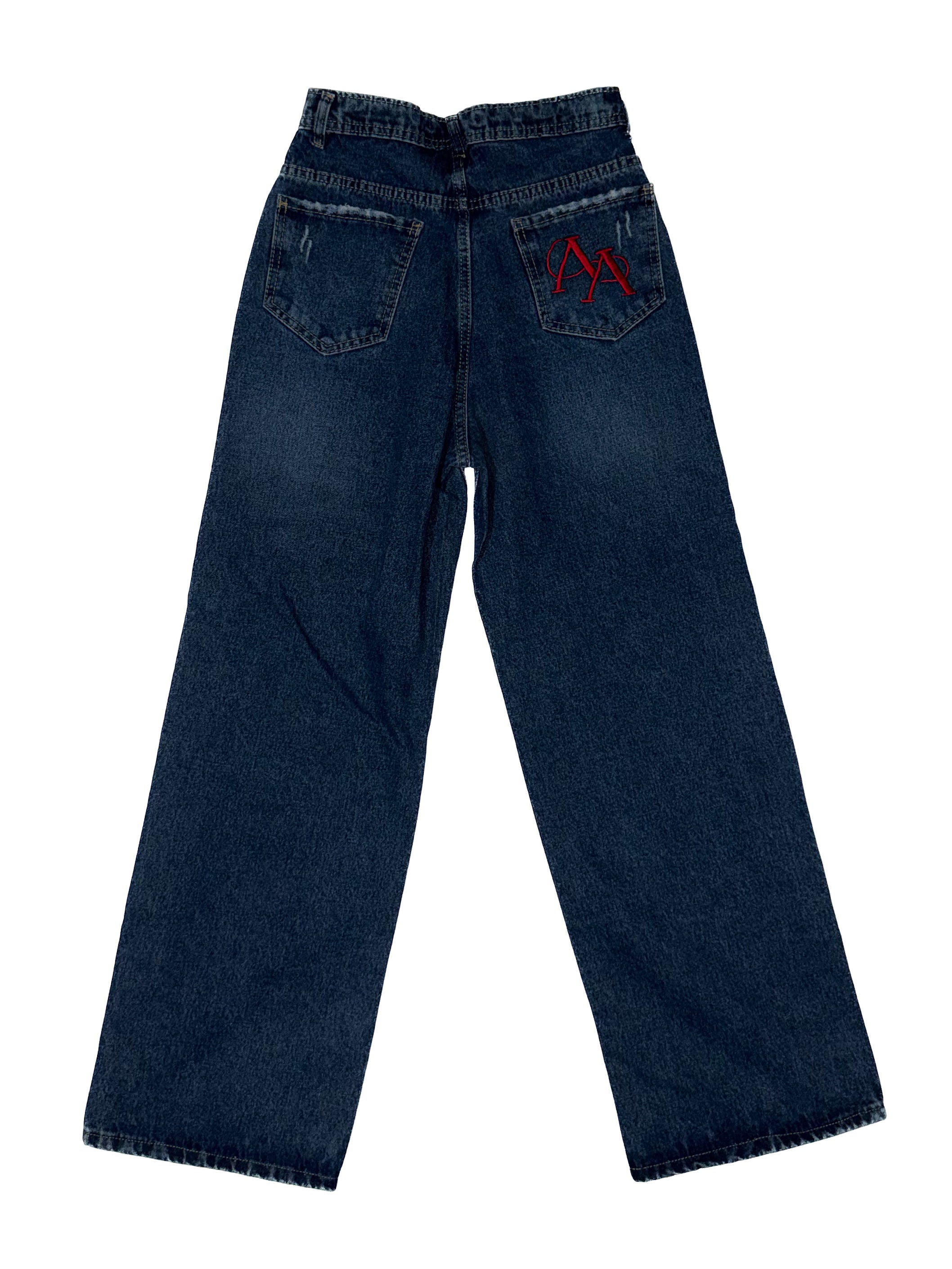 women fit jeans straight leg with embroidery Amare logo on the pocket